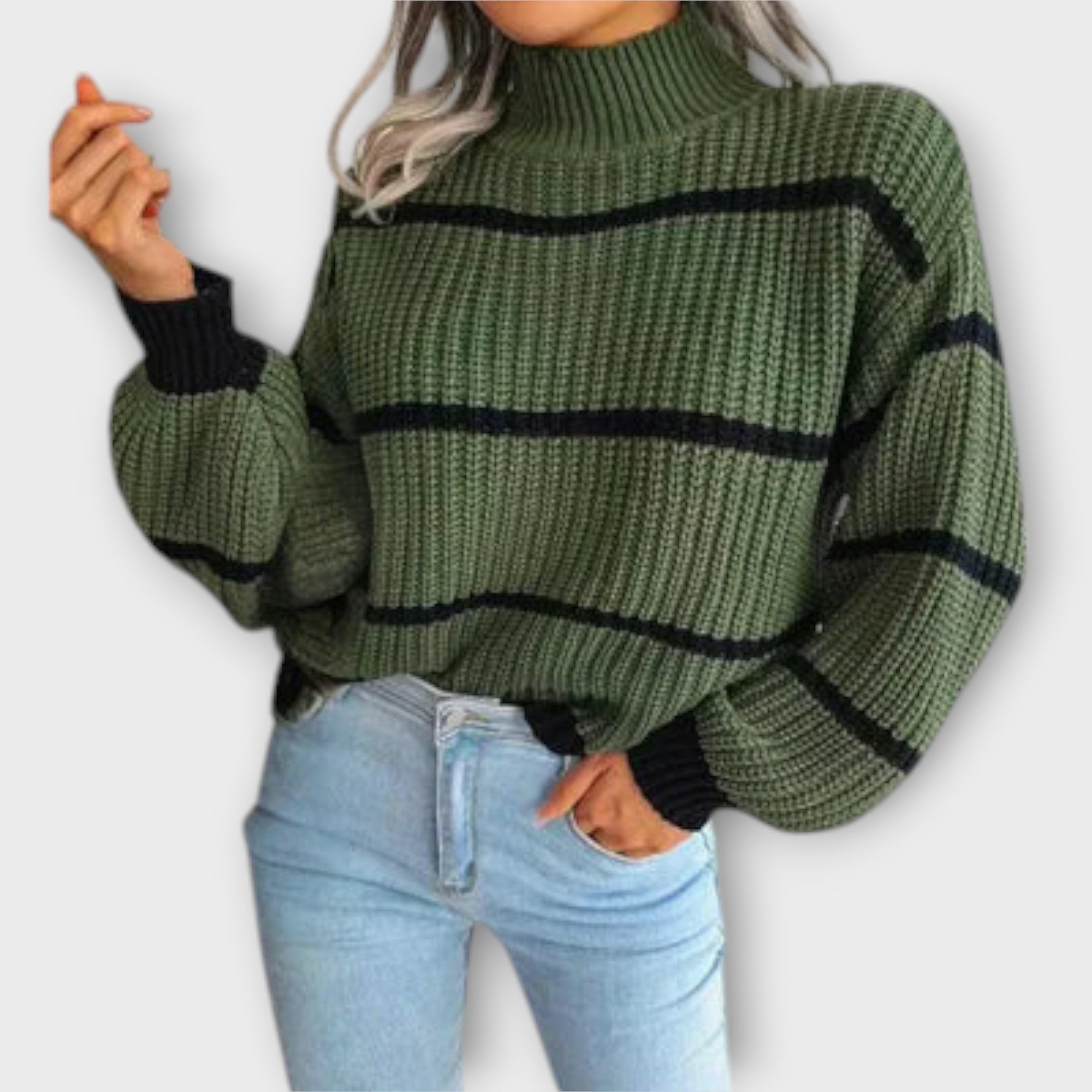 Viviana™ | Maglione a Collo Alto con Strisce