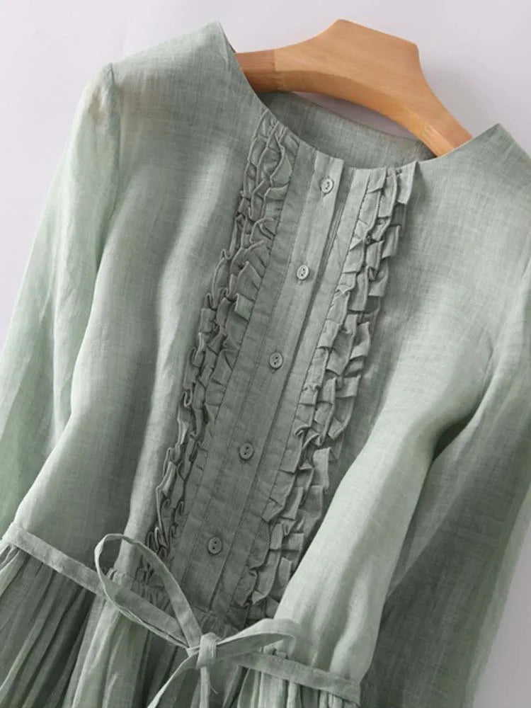 Viviana™ | Abito da Donna in Stile Retro con Collo Rotondo e Lacci in Vita
