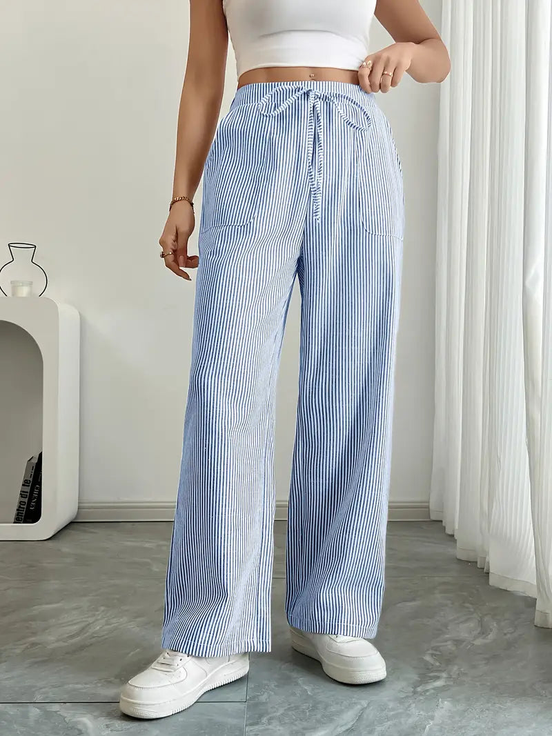 Viviana - Elegante Pantalone A Righe Con Tasche