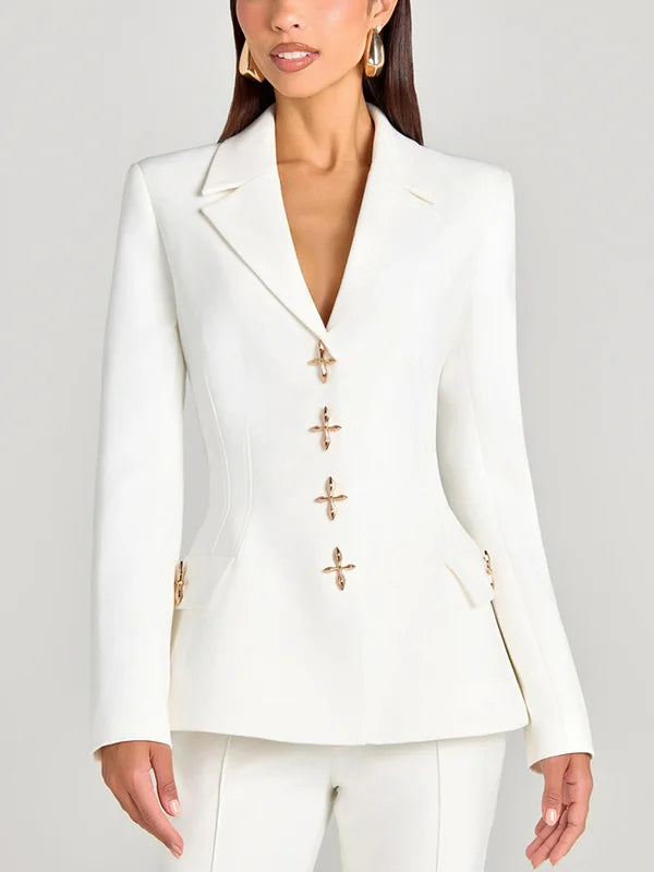 Viviana | Blazer bianco a un bottone