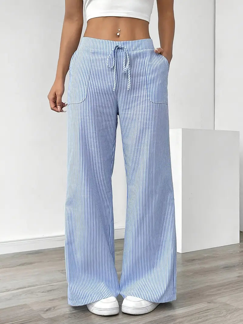 Viviana - Elegante Pantalone A Righe Con Tasche