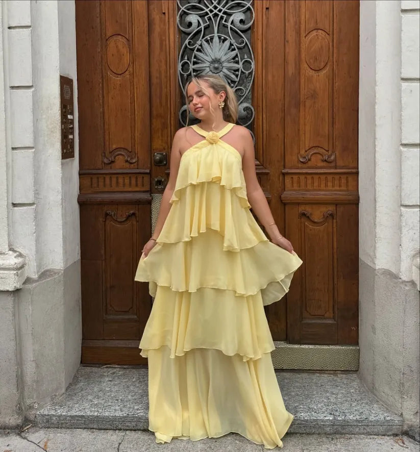 Viviana™ | Abito Maxi Senza Schiena con Volant