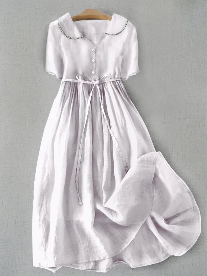 Viviana™ | Elegante Vestito in Cotone e Lino a Manica Media