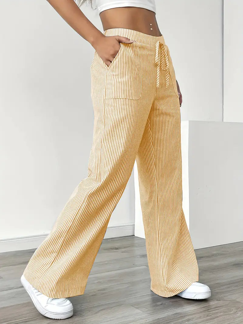 Viviana - Elegante Pantalone A Righe Con Tasche