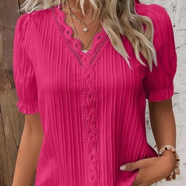 Viviana™ | Blusa Donna Bianca con Pizzo
