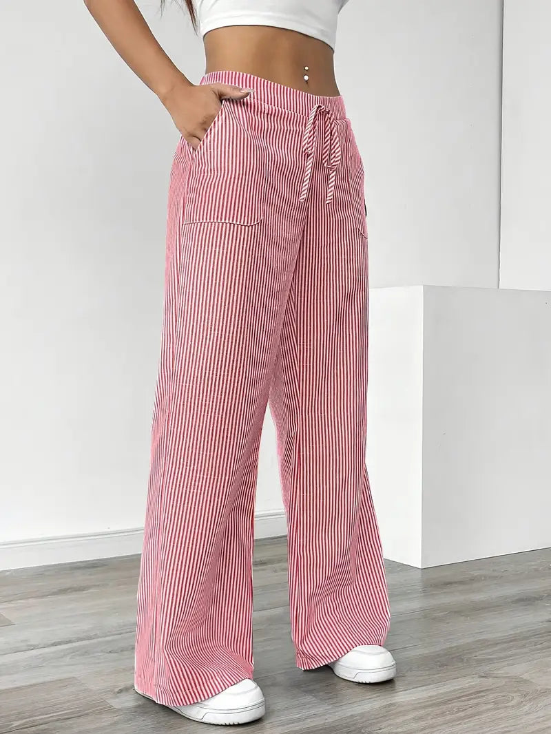 Viviana - Elegante Pantalone A Righe Con Tasche