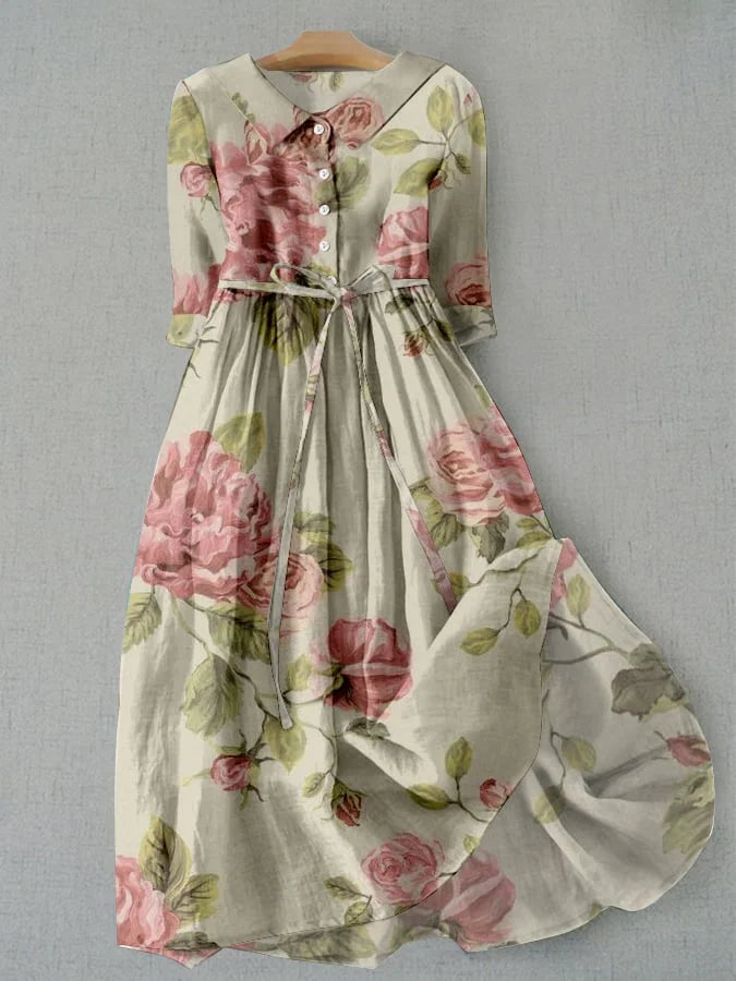 Viviana™ | Abito Vintage con Lacci e Stampa Floreale