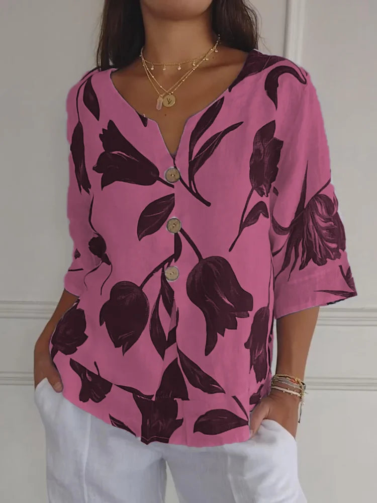 Viviana™ | Blusa a Bottoni Floreale