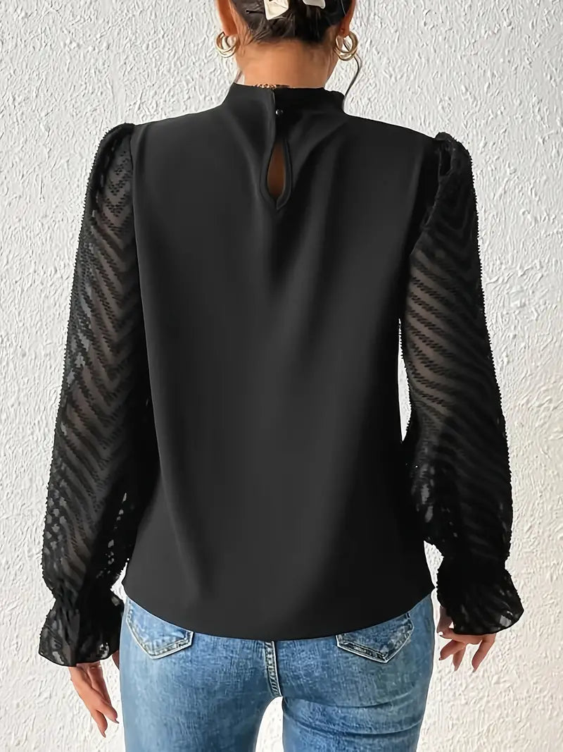 Viviana™ | Top Elegante Plissettato con Maniche in Rete