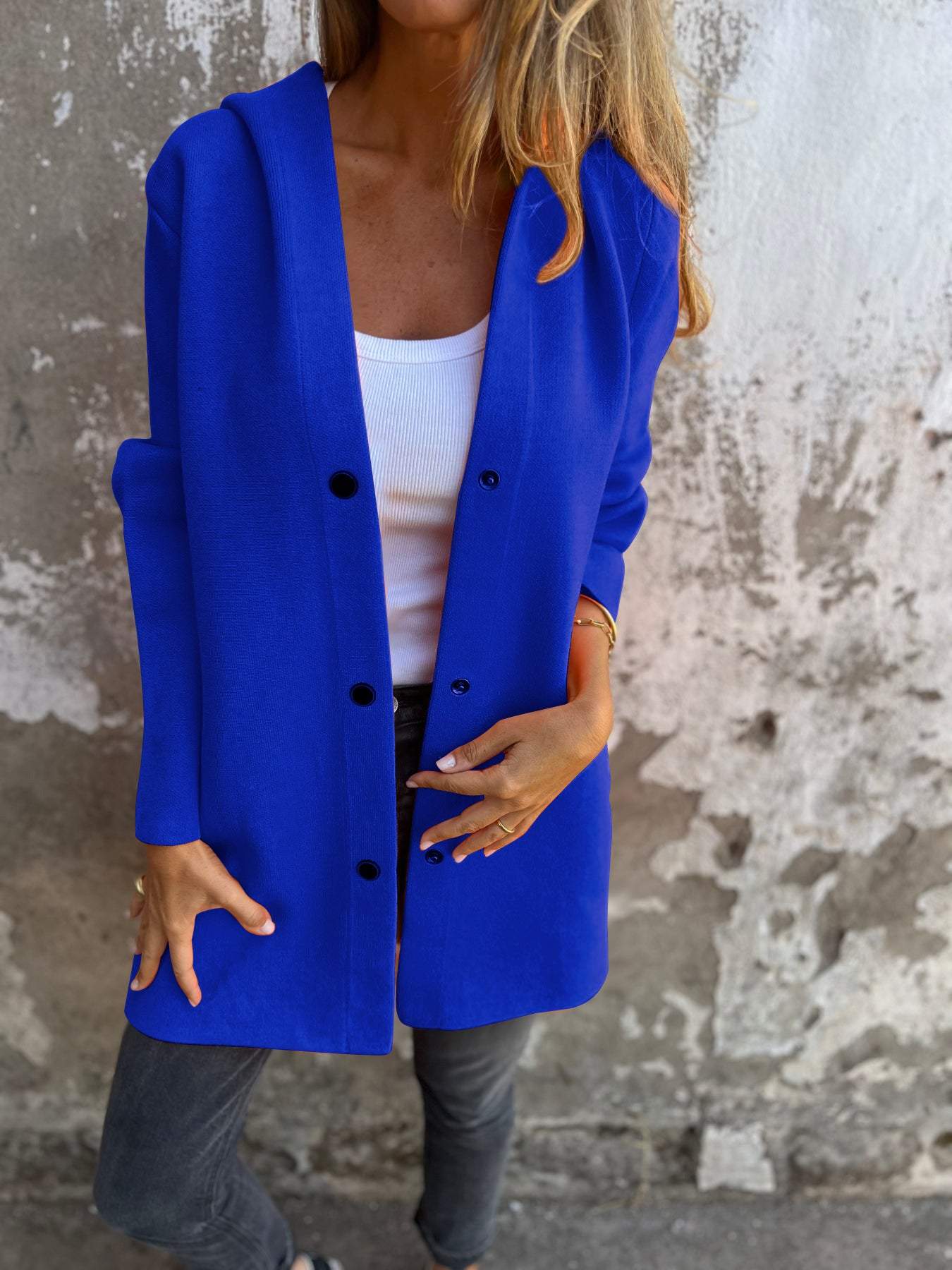 Viviana™ | Giacca con Cappuccio Casual con Bottoni