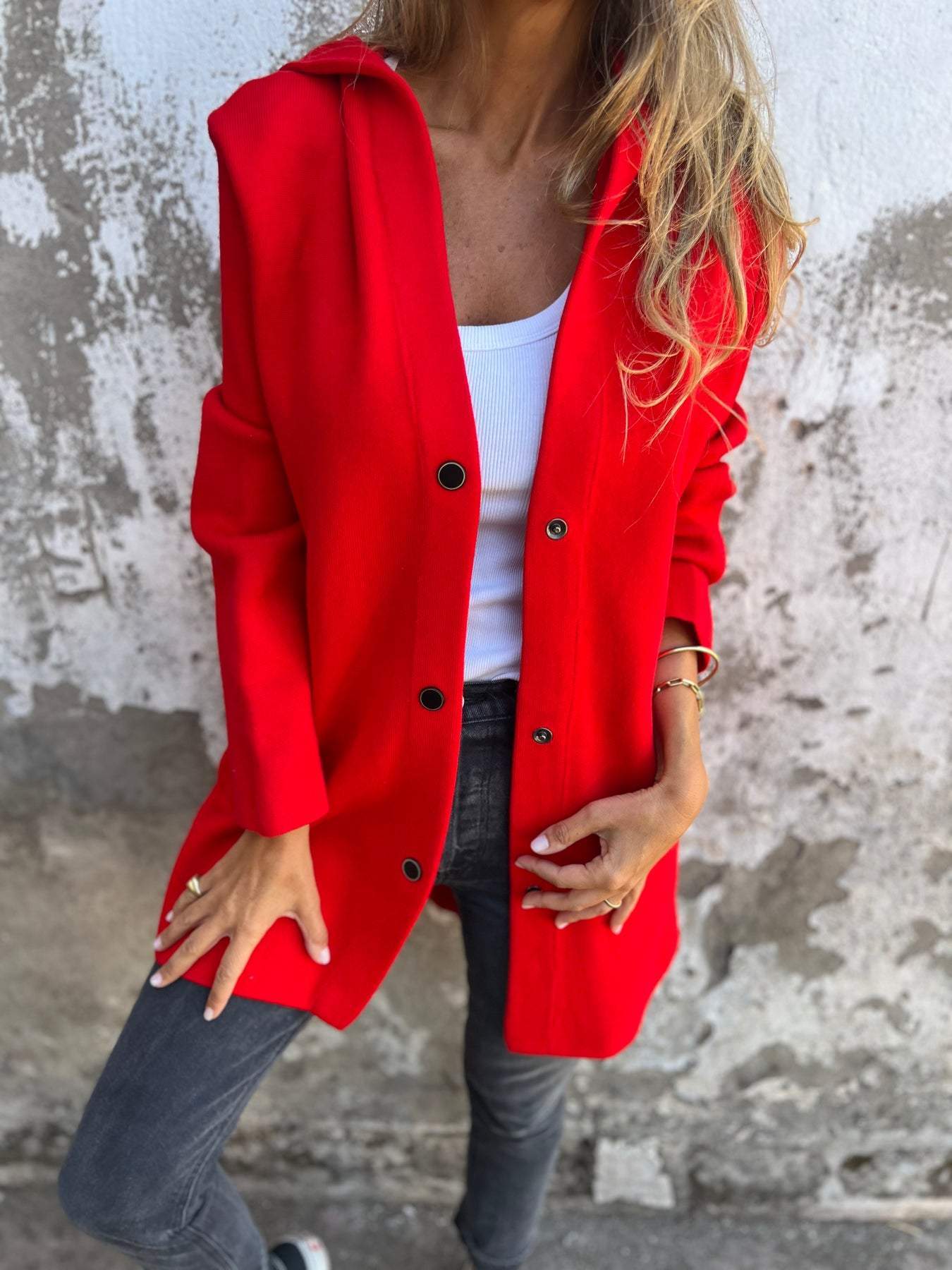 Viviana™ | Giacca con Cappuccio Casual con Bottoni