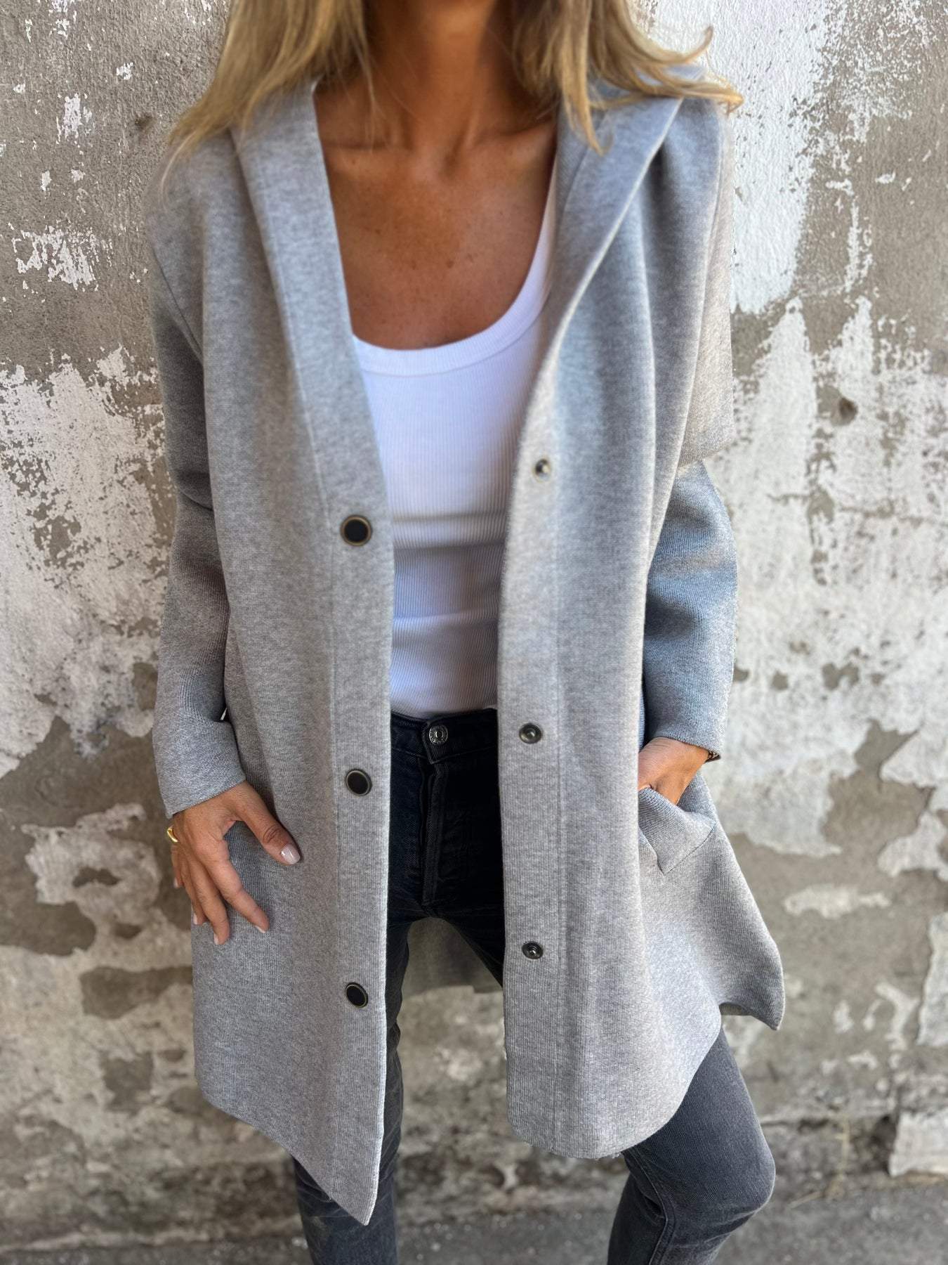 Viviana™ | Giacca con Cappuccio Casual con Bottoni