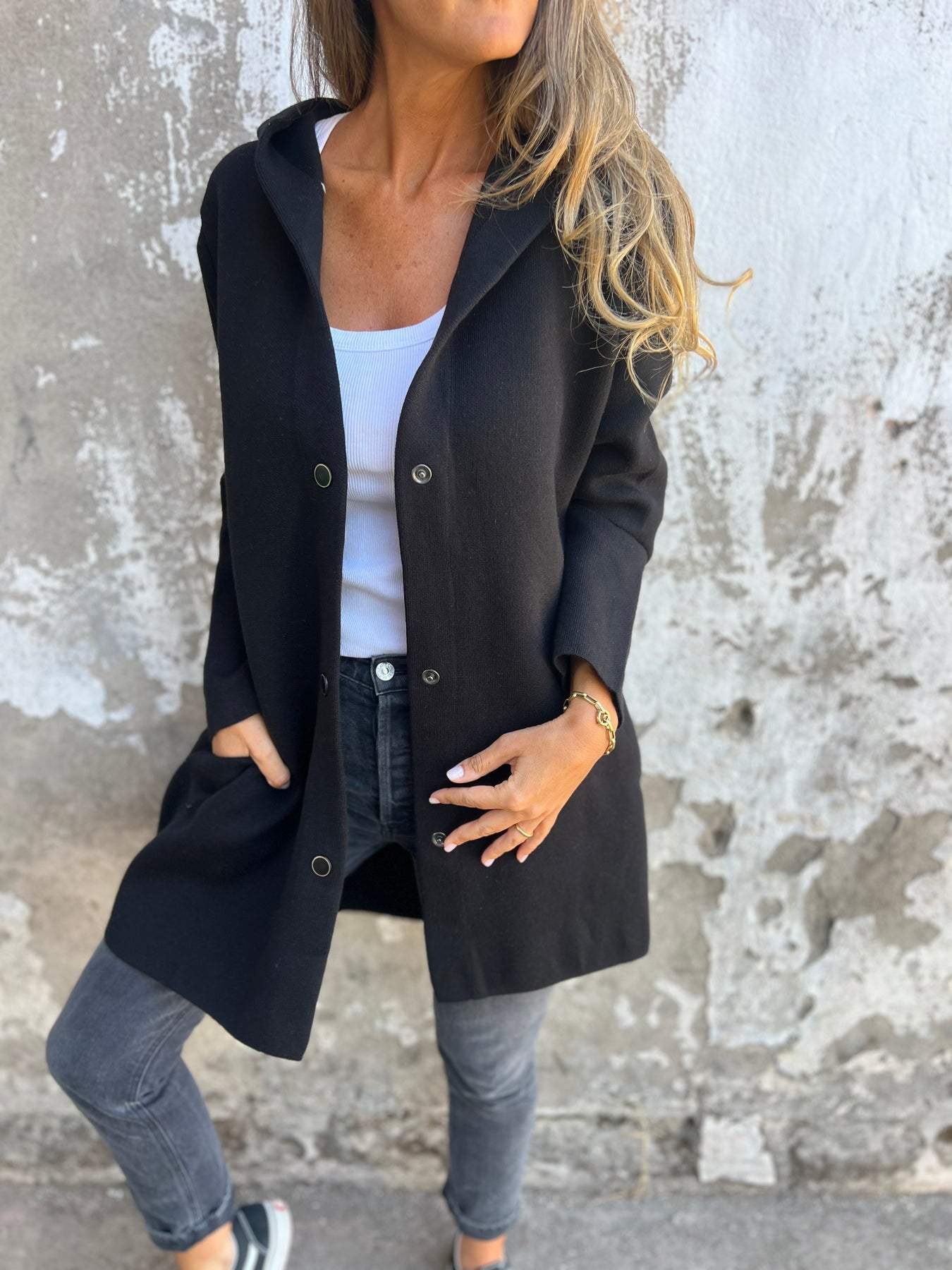 Viviana™ | Giacca con Cappuccio Casual con Bottoni