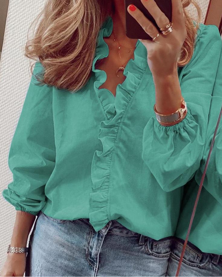 Viviana™ | Blusa con Rouches e Scollo a V
